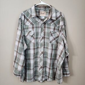 Wrangler Size 3XL Western Vintage Casual  Pearl Shirt Longsleeves. Cowboy, Ranch